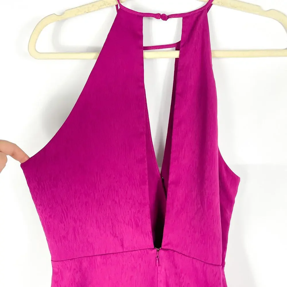 NBD Atlas Mini‎ Dress Pink Fuchsia Halter Keyhole Split Sleeveless Sash Sz M - Picture 8 of 11